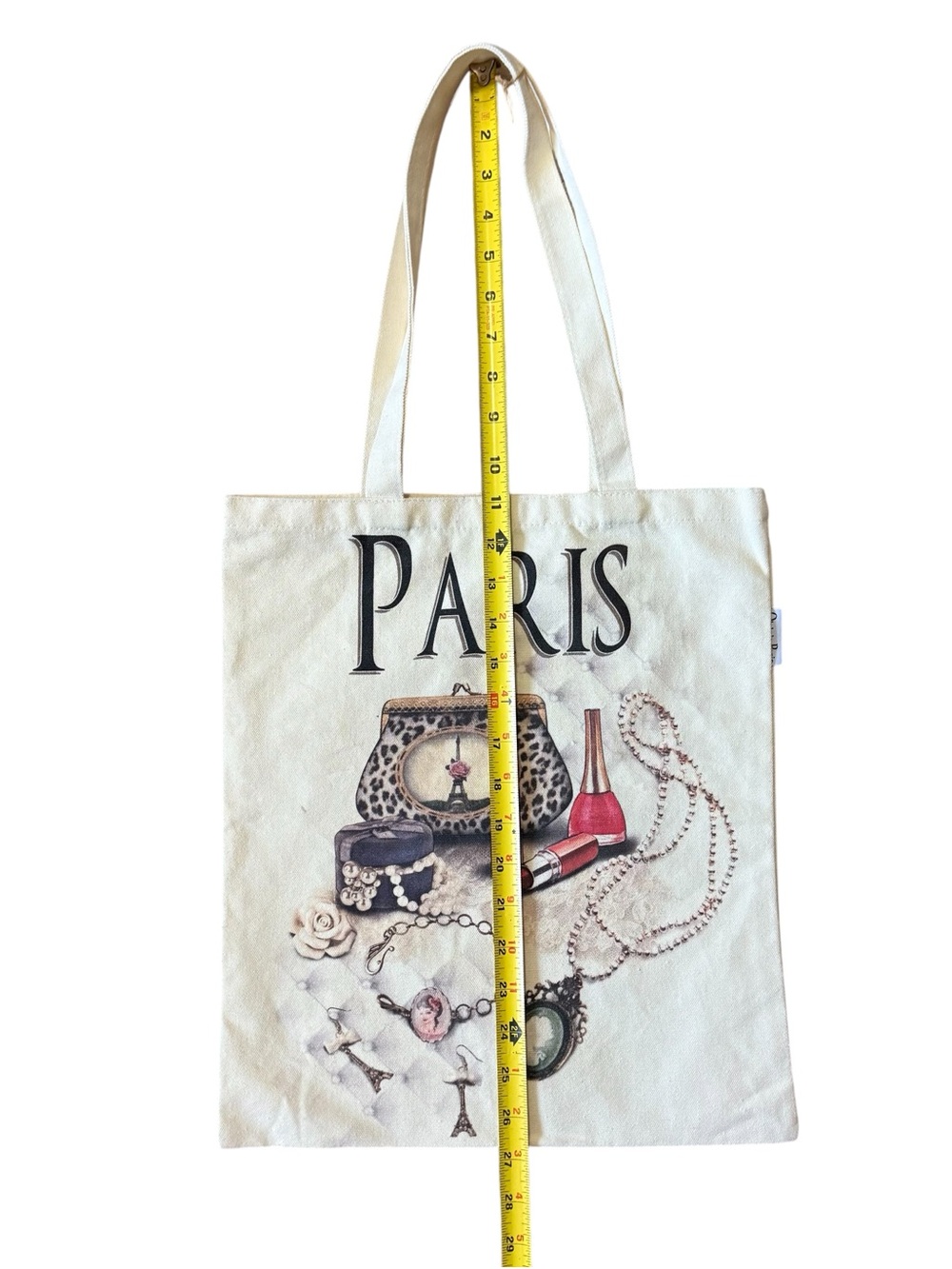 NWOT Oh lala Paris Graphic Cream Canvas Tote Bag - Picture 3 of 5